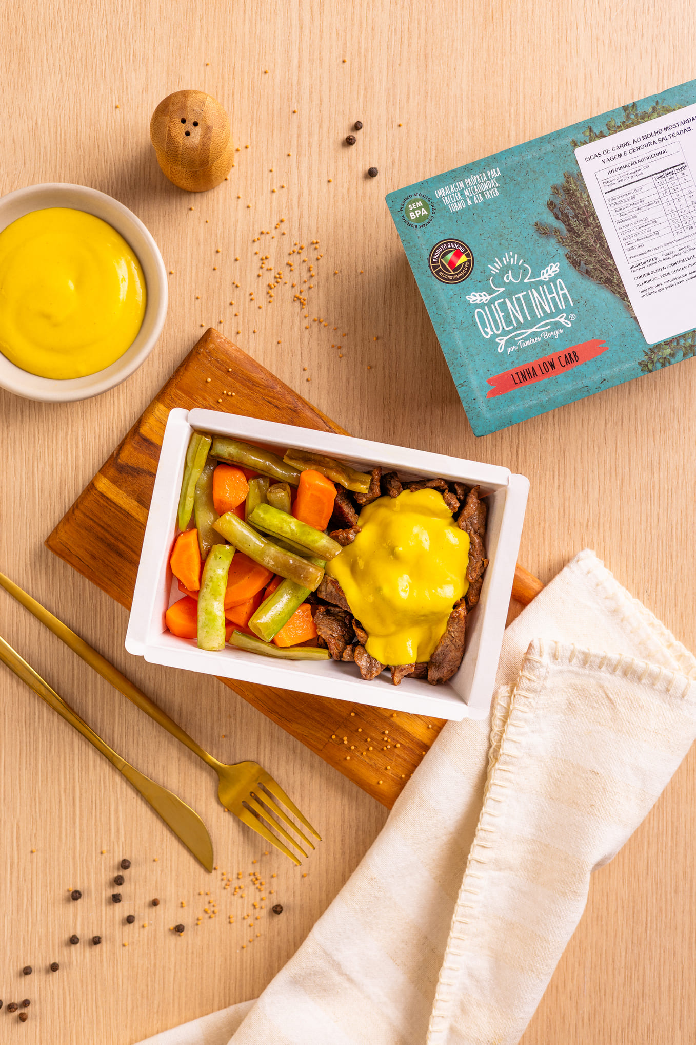 Iscas de carne ao molho mostarda, legumes - Imagem 2