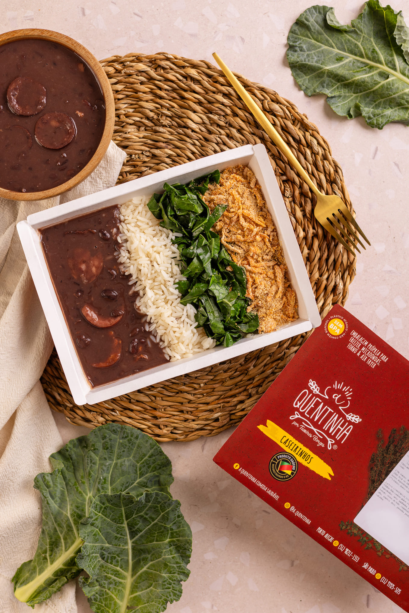 Feijoadinha, arroz branco, couve refogada, farofa - Imagem 2