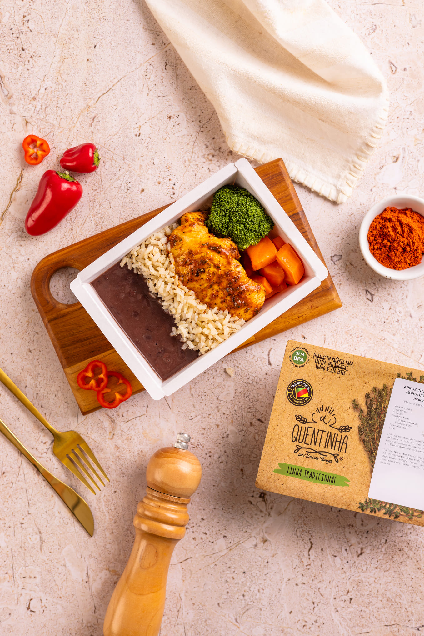 Arroz integral, feijão, frango grelhado, legumes 450g - Imagem 2