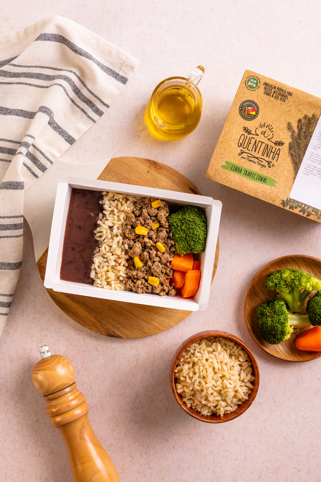 Arroz integral, feijão, carne moída com milho, legumes 300g - Imagem 2