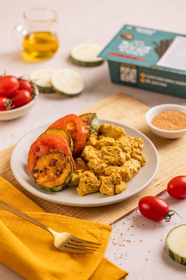 Frango em Cubos na Mostarda com Legumes
